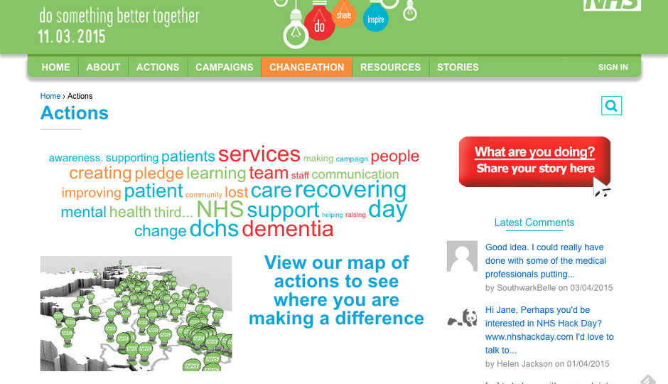 NHS Change Day 2015 - Actions page